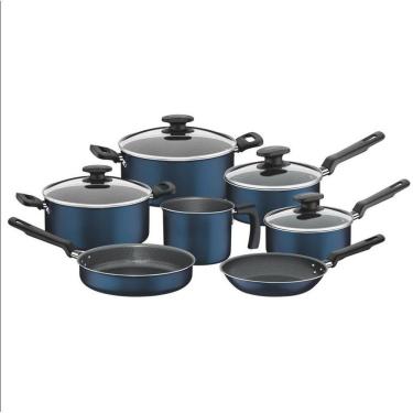 Imagem de Conjunto De Panelas 7 Peças Tramontina Bergamo Antiaderente Starflon T1 Azul