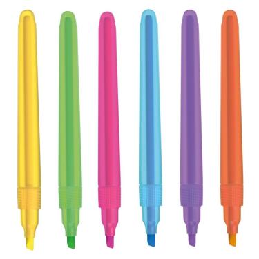 Imagem de Marca-texto Cis Lumini Lite com Ponta Chanfrada e Tinta de Secagem Rápida Kit 6 Unidades Cores Neon