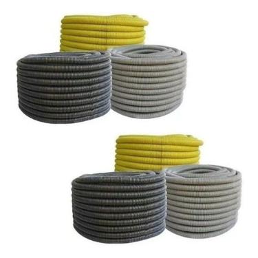 Imagem de Conduíte Eletroduto Corrugado 3-4 PVC para Instalações Elétricas Embutidas Amarelo Higi...