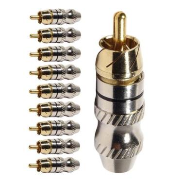 Imagem de Conector Linha Rca Macho Metal Preto Storm 10 Unidades