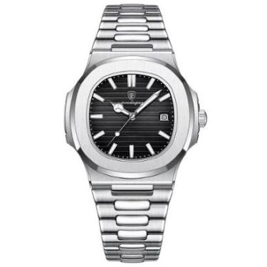 Imagem de Relógio De Pulso Masculino Poedagar Prateado Luxo Aço Inox-Masculino