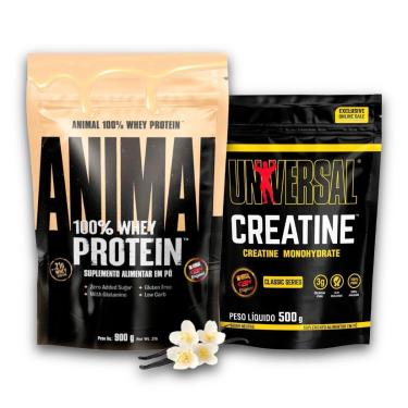 Imagem de Kit Animal 100% Whey Protein 900g + Creatina Monohidratada 500g - Universal Nutrition-U...