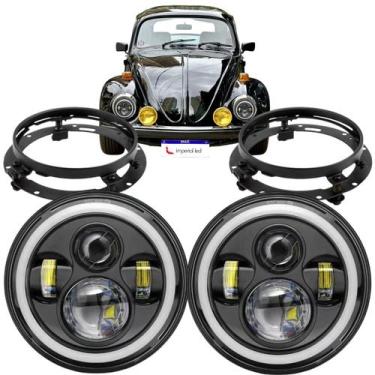 Imagem de Par Farol Led Angel Eyes Jeep Willis Troller Fusca Kombi - 6 MESES DE 