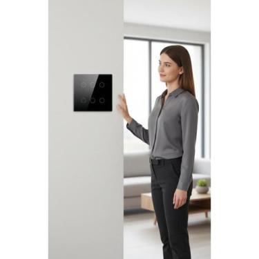 Imagem de 2x Interruptor Inteligente Zigbee 4x4 Touch 6 Botões Preto - Congratul