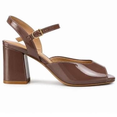 Imagem de Sandália Feminina Beira Rio Salto Bloco Médio Verniz - Estilo Peep Toe
