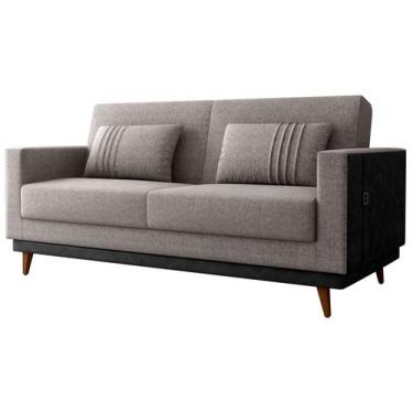 Imagem de Sofá-cama 3 Lugares Casal Reclinável Facto e Linho Matrix Esther, Pret
