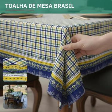 Imagem de Toalha De Mesa Tema Copa Impermeável Estampa Pátria Amada Brasil Decor