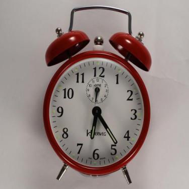 Imagem de Relógio Despertador Mecânico Metal Herweg - 2208, Vermelho