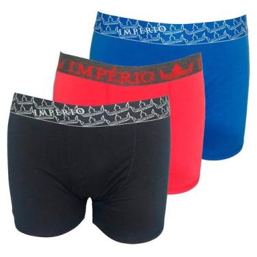 Imagem de Kit Com 3 Cueca Boxer Catton Penteado Sortido - Império, P, Preto