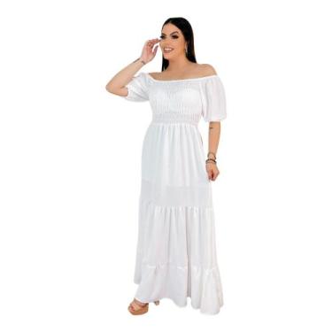 Imagem de Vestido Longo Feminino Verão Casamento Três Maria Dia Moda Evangélico 