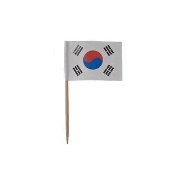 Imagem de Espeto Bandeira Coreia 200un Decoração Buffet Festa Branco País - Orie