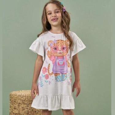 Imagem de Vestido Infantil Kukie Linho Onça com Camera Verão Moda Kids 86493, Be