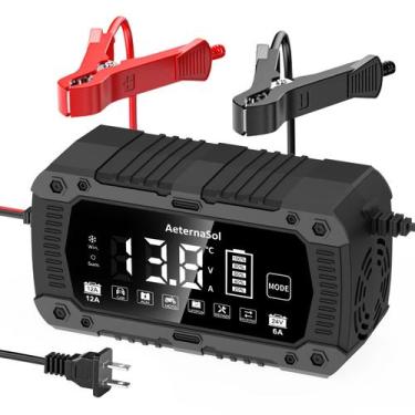 Imagem de Carregador de Bateria AeternaSol 12V 24V 12A Inteligente com LCD e Rep