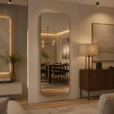 Imagem de Espelho Grande Corpo Inteiro 120cm x 60cm Retangular Luxo Decoração Qu