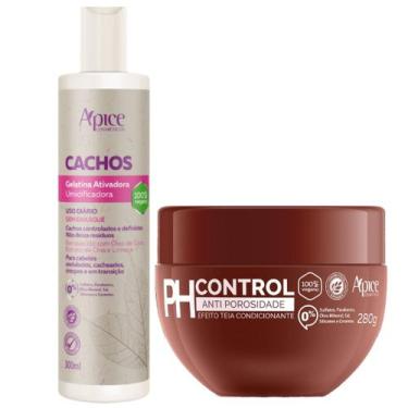 Imagem de Kit Apice Cachos Anti Porosidade Gelatina Ativadora De Cachos Mascara 