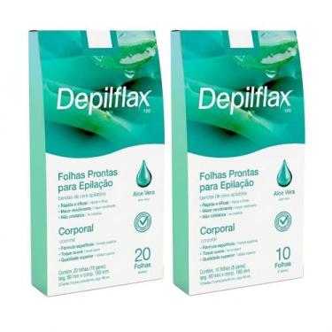 Imagem de 2CX Folhas Prontas Corporais Depilflax Aloe Vera C/20 Unid. - Lilabell