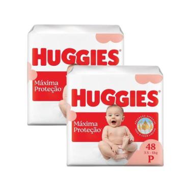 Imagem de Kit 2 Fralda Huggies Máxima Proteção Tamanho P Mega 48 Unidades Descar