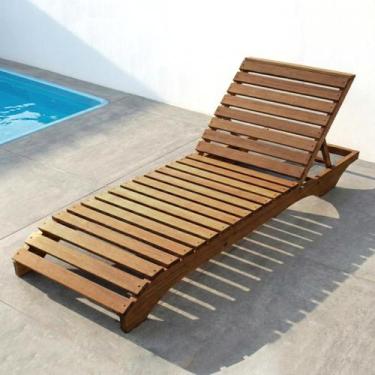 Imagem de Espreguiçadeira para Jardim em Madeira Maciça Chaise Long Marrom - Ced