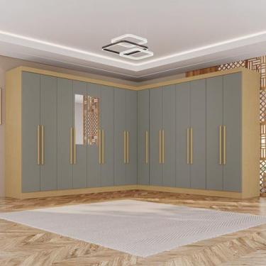 Imagem de Guarda-Roupa de Canto Modulado com Espelho 15 Portas 6 Gavetas Inglate