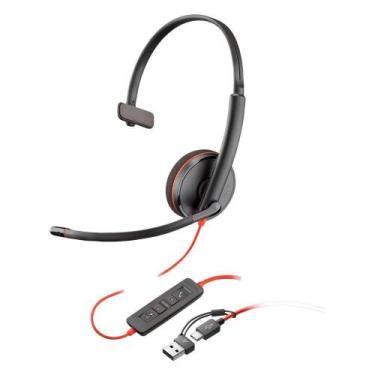 Imagem de Headset na Orelha Monoaural Blackwire C3210 8X214AA com Conexão Usb e 