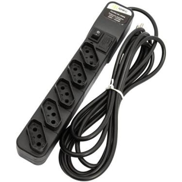 Imagem de Filtro de Linha 5 Tomadas 2P+T 12A Cabo 3 Metros Bivolt Fusível de Pro