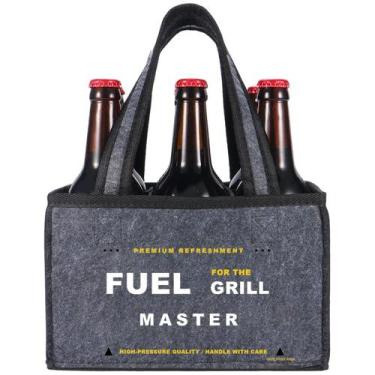 Imagem de Porta-garrafas de Cerveja UV STYLISH de Feltro com Alça para 6 Garrafa