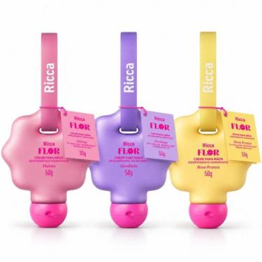 Imagem de Kit Ricca Flor Cremes Para Mãos Deo Hidratantes: Peônia, Gardênia e Ro