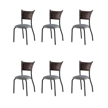 Imagem de Conjunto com 6 Cadeiras Espanha VII Preto 89 cm