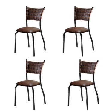 Imagem de Conjunto com 4 Cadeiras Espanha II Marrom 89 cm