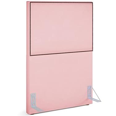 Imagem de Cabeceira Cama Box Solteiro Com Tachas 100 cm Vicenza L02 Suede Rosê - Lyam Decor