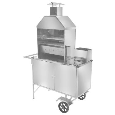 Imagem de Carrinho de Churrasco Cefaz Luxo Inox Rodas Maciças L03M