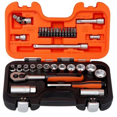 Imagem de Jogo de Chaves Soquete 34 Peças Polegadas 1/4` a 3/8" Bahco S330AF
