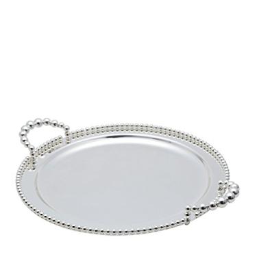 Imagem de Bandeja C/alça De Zamac Niquelado Balls 37, 5x31, 5x4, 5cm Lyor Prata Único