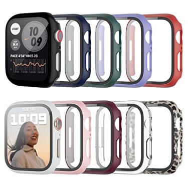 Imagem de Pacote com 10 capas rígidas para Apple Watch Series 7 de 41 mm com película de vidro temperado integrada, capa de policarbonato rígido fino HD JZK, cobertura total, sem bolhas para iWatch Series 7, acessórios de 41 mm
