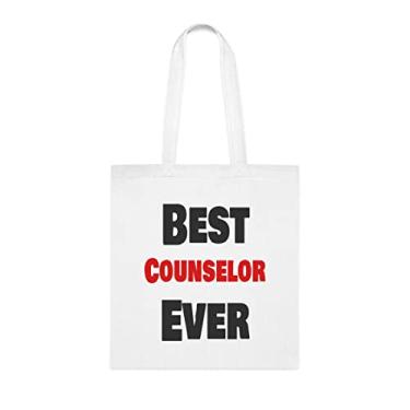 Imagem de Bolsa Tote Counselor Red Letters (Counselor Red Letters Ever Bag), presente de conselheiro, letras vermelhas de conselheiro, sacos reutilizáveis, ideia de presente de aniversário de Natal, Branco