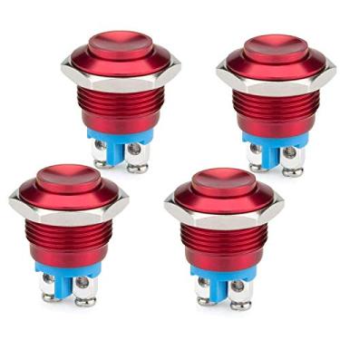Imagem de DIYhz 4 peças DC12V 3A 16mm Metal Botão Interruptor Momentâneo Parafuso Terminal Botão com Pacote de 4 Interruptores Vermelhos para Barco Industrial Carro DIY Switch