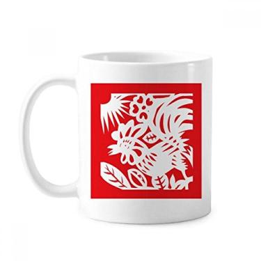 Imagem de Caneca de cerâmica de café com estampa de galo de papel com estampa do zodíaco da China
