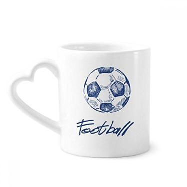 Imagem de Caneca de café de cerâmica com estampa azul de futebol dos desenhos animados simples copo de coração de vidro