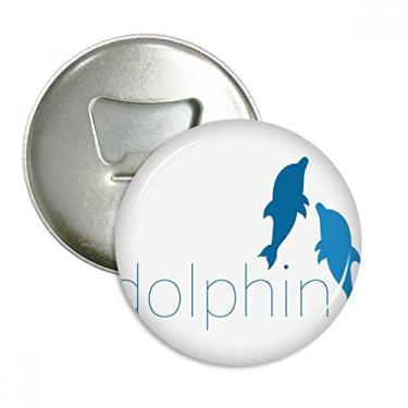 Imagem de Blue Ocean Docile Dois Golfinhos Abridor de Garrafas Imã de Geladeira Emblema Multifuncional