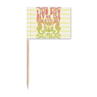 Imagem de Hippocampus Marine Life Colorful Pattern Toothpick Flags Marker Topper Decoração de Festa
