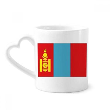 Imagem de Caneca com bandeira nacional da Mongólia da Ásia Country caneca café cerâmica copo de coração de vidro