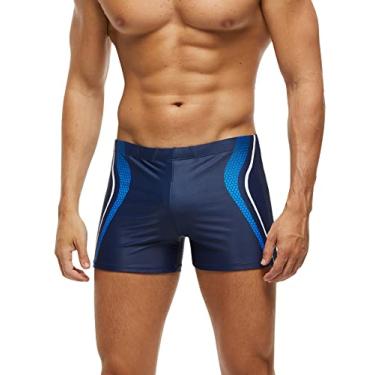 Imagem de Panegy Sunga boxer masculina de natação com perna quadrada, atlética, natação, natação, natação, natação, uso durável, traje de banho para equipe, Azul, M