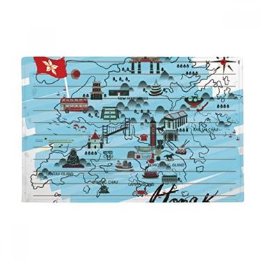 Imagem de DIYthinker Tapete de chão com mapa local de Hong Kong, tapete antiderrapante para porta de banheiro