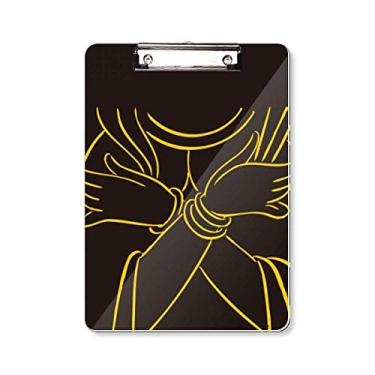 Imagem de Prancheta de prancheta com estampa de mão religião budista placa de apoio A4