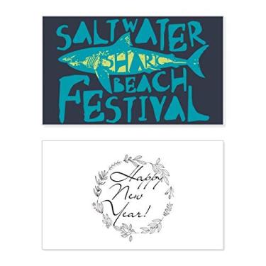 Imagem de Saltwater Shark Beach Festival Festival Ano Novo Cartão de felicitações Bless Message Present