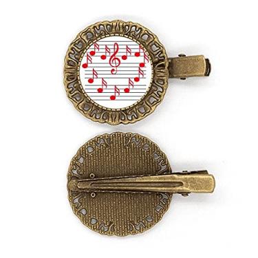 Imagem de Grampo de cabelo com símbolo musical em forma de coração Espectro de cabelo para cabeça Broche Presilha