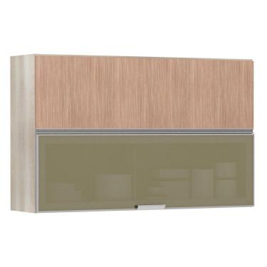 Imagem de Armario Basculante Misto Luciane 120cm 1 Porta Fechada 1 Porta Alumínio com Vidro Reflecta Lis