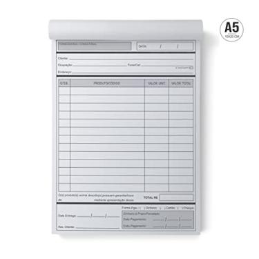 Imagem de Bloco Autocopiativo A5 para Pedidos Loja Roupas/Cosméticos/Produtos/Lingerie/Limpeza/Papelaria/Perfumaria