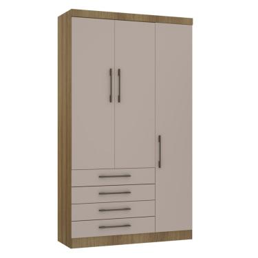 Imagem de Módulo De Guarda Roupa Eucamoveis Paris 3 Portas 4 Gavetas - Avela/Cinammon