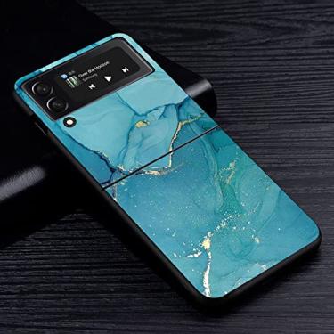 Imagem de Capa de celular em mármore granito para Samsung Galaxy Z Flip 3 Z Flip 3 5G Flip3 Flip4 Capa rígida preta para PC, Z6, para Z Flip 4 5G